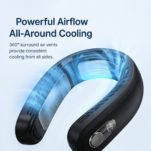 360 degree airflow vents illustrated on the black neck cooler